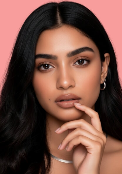 Girl posing front-facing with makeup for a social event in Chicago