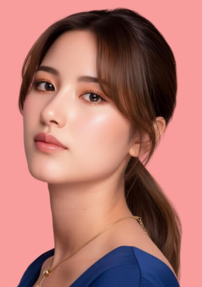 Girl posing front-facing with makeup for a social event in Angeles, available for home service